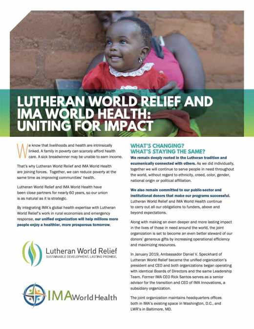 Lutheran World Relief and IMA World Health: Uniting for Impact
